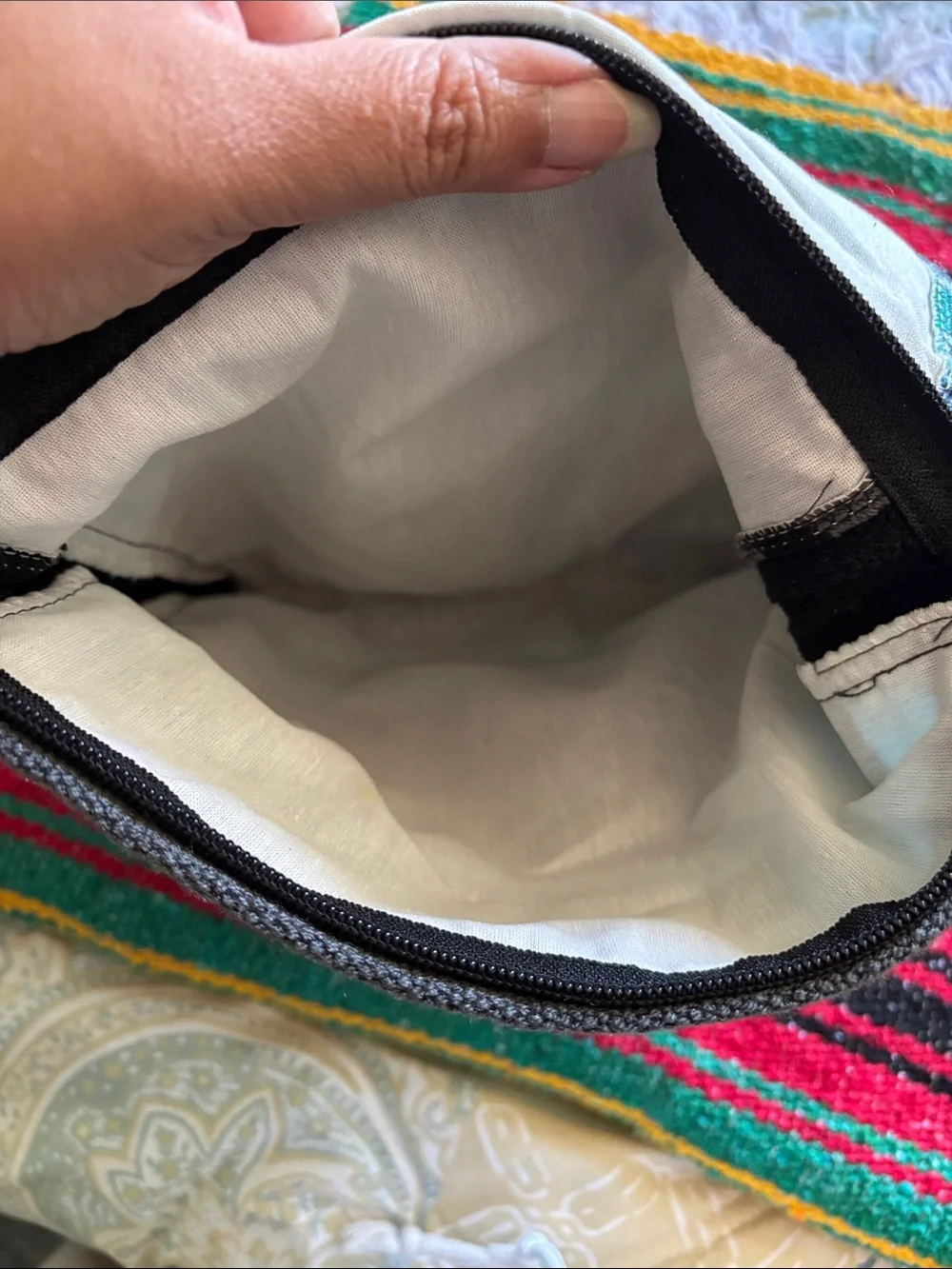 Michoacán Striped Crossbody Bag in Teal and Black